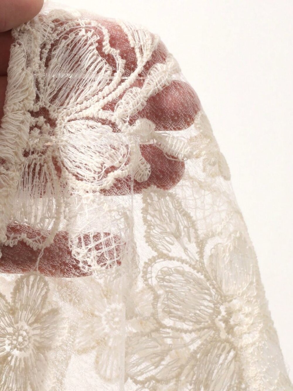 Apricot Boho Women's Loose V Neck Sheer Lace Jacquard Spaghetti Strap top - Picture 7 of 7